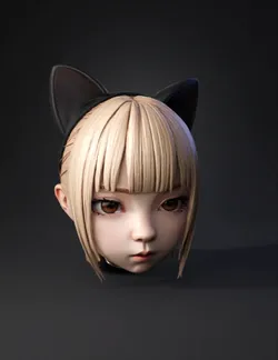 cat ear headband accessory with black glossy ears and blonde hair pro