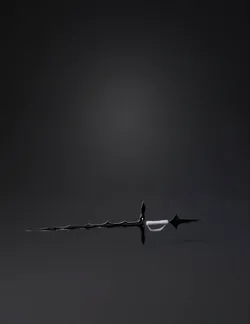 Jagged edged fantasy sword with crossguard and slim grip dark blade w
