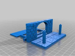 OpenForge Cut Stone Wide Arched Door with Walkway