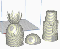 spungebobs, patricks, and squidwards house