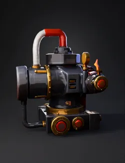 Create a stylized Roblox flamethrower for a tower defense game Design