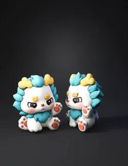 cute plush creature with white body cyan mane and accents yellow cro