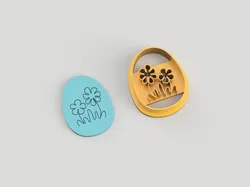 Happy Easter Egg with Flowers Polymer Polymer Clay Cutter