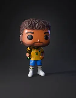 bobblehead soccer player figure in Brazil jersey holding trophy