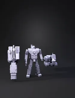 green and purple transformer toy robot with a matching green excavator