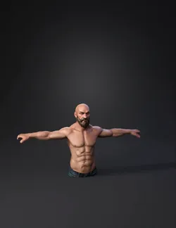 muscular male torso with defined abs and outstretched arms skin toned