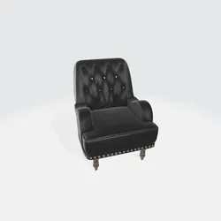Black Leather Tufted Armchair