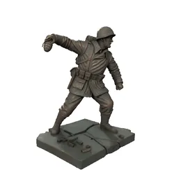 Combat Soldier Statue - Realistic Military 3D Model