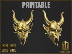 Fantasy Horned Demon Mask 3D Print Model in Monsters & Creatures 583677