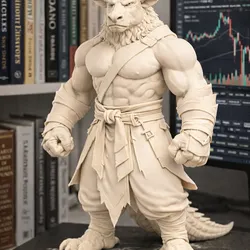 Half Crocodile Half Bull Warrior STL | Muscular Hybrid Beast Statue | 3D Printable Power Figure