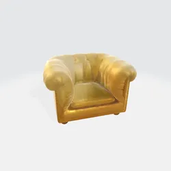 Luxury Golden Leather Armchair - Chesterfield Style Chair