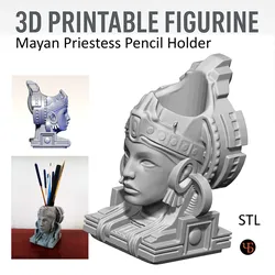 Mayan Priestess Pencil Holder 3D Printable 3D Print Model in Accessories 584961