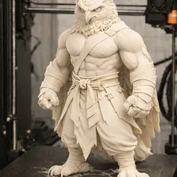 Muscular Owl Warrior STL | Bodybuilder Owl Statue | Anthropomorphic Owl Fighter | 3D Printable Fantasy Figure