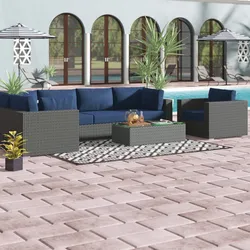 Tripp Wicker Rattan Seating Group Patio Conversation Chair
