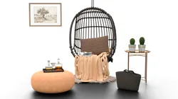 Wicker Hanging Chair Set Cozy Bohemian Reading Nook