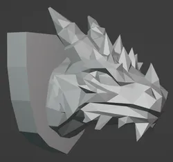 low poly dragon head mount