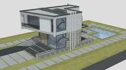 Modern luxury villa house building with pool