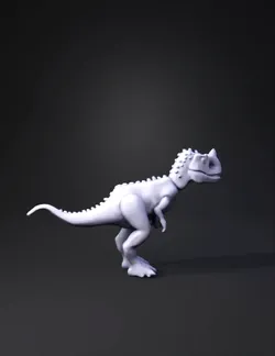 t rex dinosaur toy model with striped brown and beige body and red hea