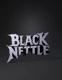 text sign reading BLACK NETTLE surrounded by a leafy border