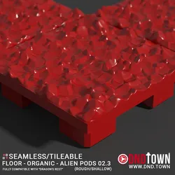 3D Modular Dungeon Tile: Floor - Organic - Alien Pods 2.3 (ROUGH/SHALLOW) - DnD Town Minis (www.dnd.town)