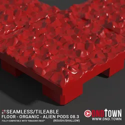 3D Modular Dungeon Tile: Floor - Organic - Alien Pods 8.3 (ROUGH/SHALLOW) - DnD Town Minis (www.dnd.town)