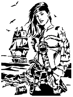 Gratis Digital Art STL indir - Piratenmeisje stencil 2 - SMT_M 🦊