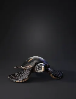 realistic sea turtle with patterned flippers and gray brown shell