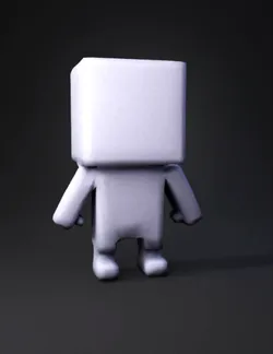 create a base character using a single cube for head and body one fac
