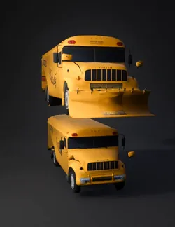 Create a highly detailed 3D model of a modified yellow American school