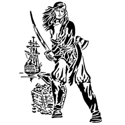 Gratis Other STL indir - Piratenmeisje stencil 4 - SMT_M 🦊