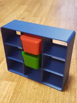 Shelf with lockable boxes
