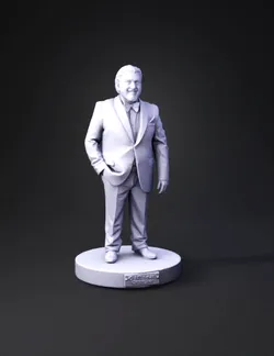 gentleman in tuxedo figure on circular pedestal with Gentleman Collect