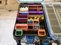Gridfinity adapter plate for Hart Stack Half Organizer Toolbox 254497 - 5x6 grid with adapters for 6u tall bins