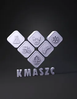KMASZC farm icons logo with beaker cow flower tractor tree and cr