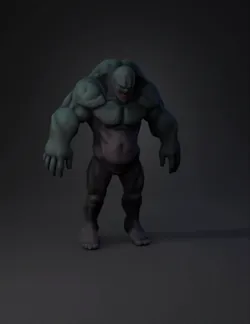 muscular humanoid creature with pronounced musculature beige skin hi