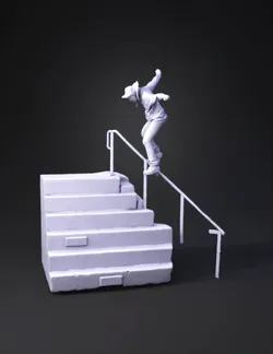 skateboarder on rail performing a trick with skateboard