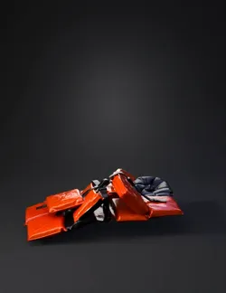 orange life jacket floating in dark blue ocean water