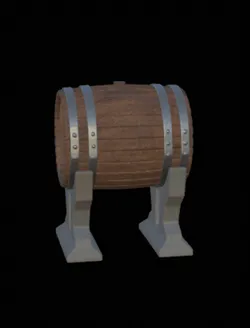 Wooden barrel with holders and holes with caps