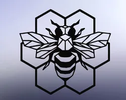 2D BEE, WALL BEE, LINE ART BEE, 2D ART HONEYCOMB, WALL HONEYCOMB
