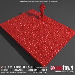 3D Modular Dungeon Tile: Floor - Organic - Alien Pods 02 - 3x4 (12 Tiles) (UNGROOVED) NEAT SHALLOW - DnD Town Minis (www.dnd.town)