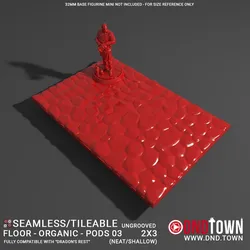 3D Modular Dungeon Tile: Floor - Organic - Alien Pods 03 - 2x3 (6 Tiles) (UNGROOVED) NEAT SHALLOW - DnD Town Minis (www.dnd.town)