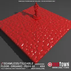 3D Modular Dungeon Tile: Floor - Organic - Alien Pods 03 - 4x4 (16 Tiles) (UNGROOVED) NEAT SHALLOW - DnD Town Minis (www.dnd.town)