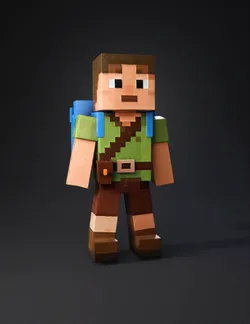 Create a stylized 3D character in a Minecraft inspired voxel art style