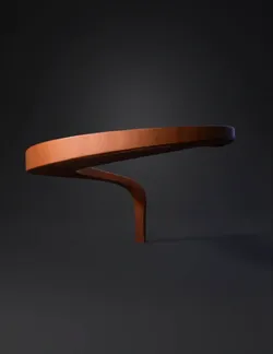 curved wooden bench with vertical slats forming an S curve in dark bro