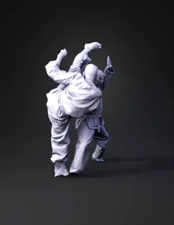two martial artists in karate gi performing a throw