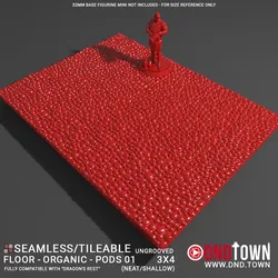 3D Modular Dungeon Tile: Floor - Organic - Alien Pods 01 - 3x4 (12 Tiles) (UNGROOVED) NEAT SHALLOW - DnD Town Minis (www.dnd.town)