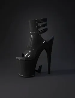 black patent leather open toe platform stiletto with ankle straps and