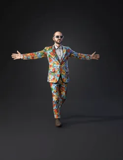 colorful patterned suit worn by a person patchwork cartoon fabric br