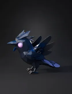 Create a low poly 3D Roblox style pet called Lost Crow Dark crow pos