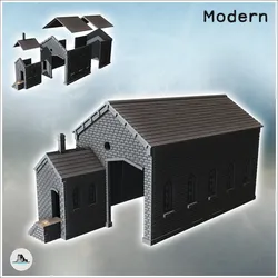 Other STL Descărcare - Atelier din cărămidă cu ușă de acces mare și anexă cu scară - Hartolia Miniatures